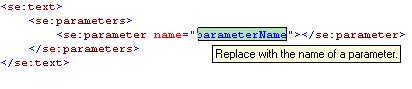 inserted code snippet with hightlighted dynamic parts